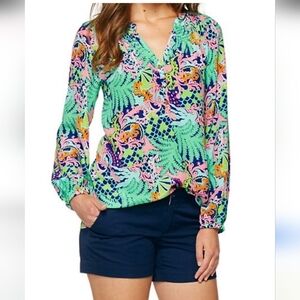 Women's Lilly Pulitzer Vibrant Patterned Blouse Size M